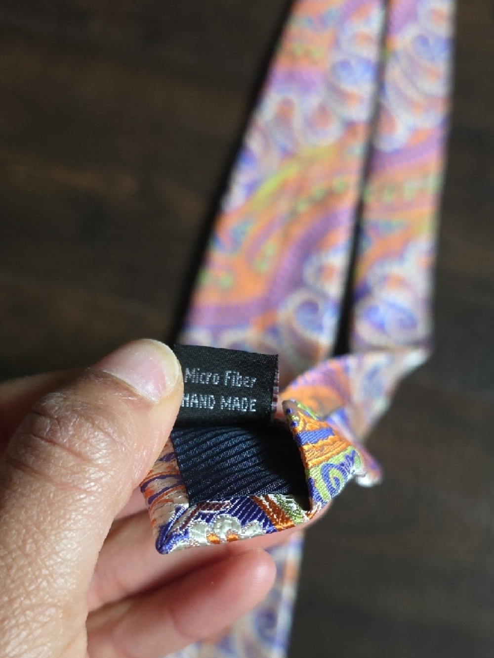 Gianfranco Paisley Silk Tie in Purple and Orange - Picture 4 of 8